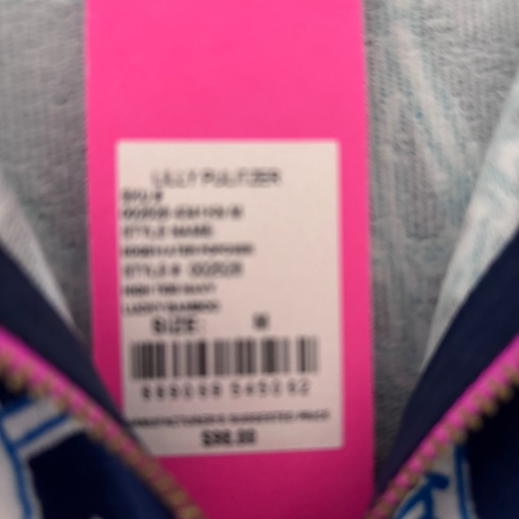 Lilly Pulitzer Edgewater Popover High Tide Navy Lucky Bamboo Medium - Picture 2 of 4